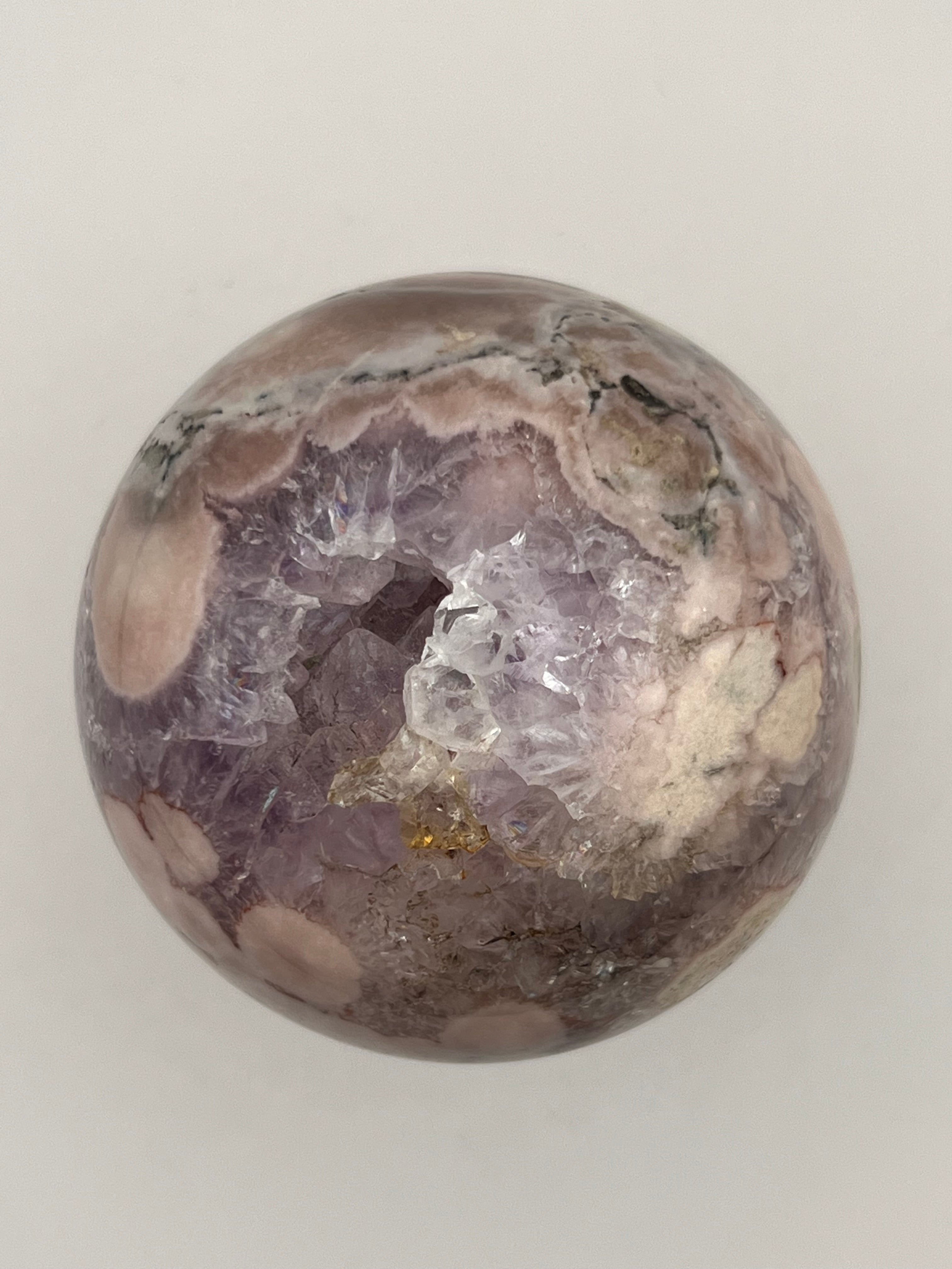 Flower Agate Sphere with Druzy