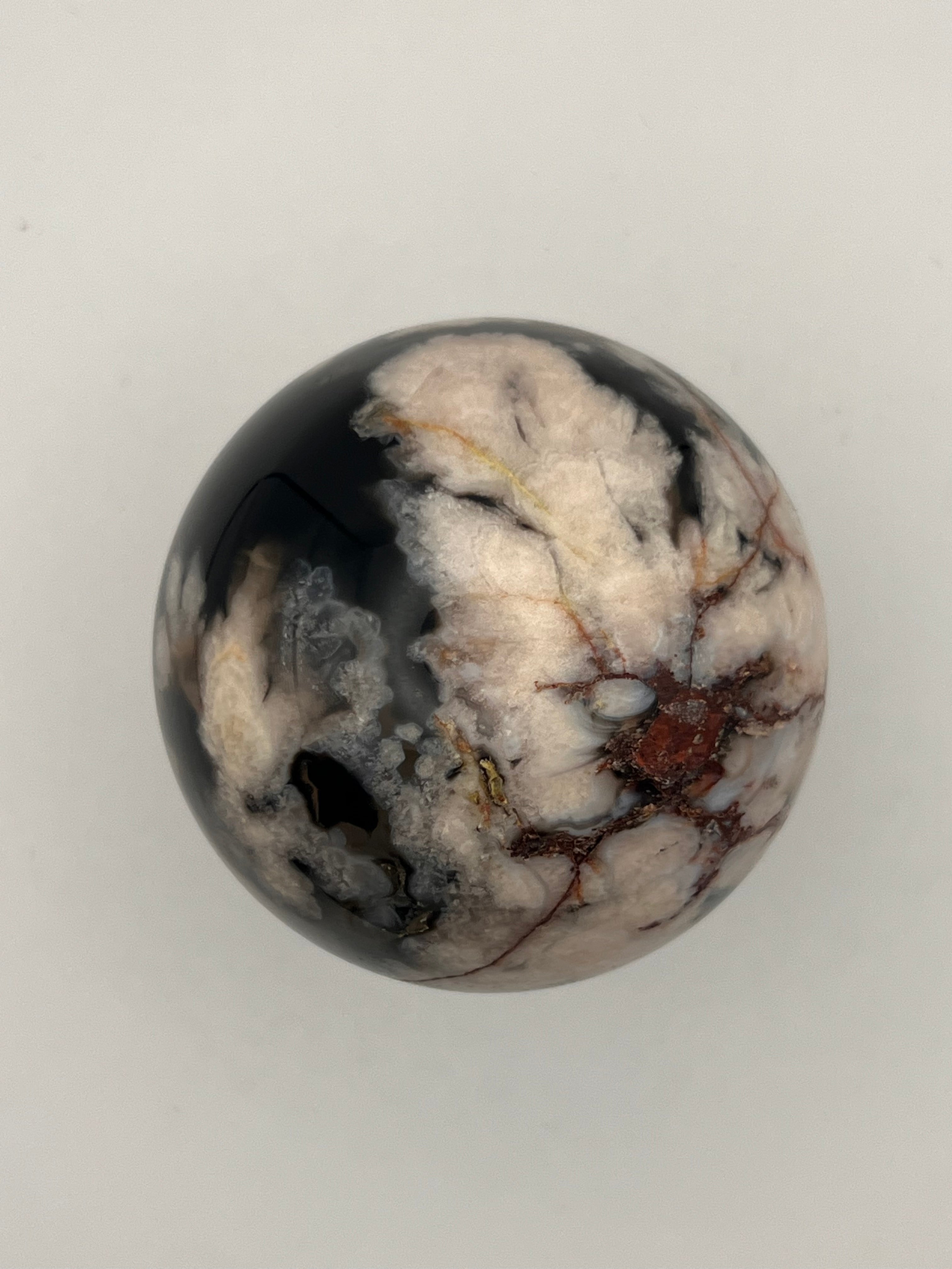 Black Flower Agate Sphere
