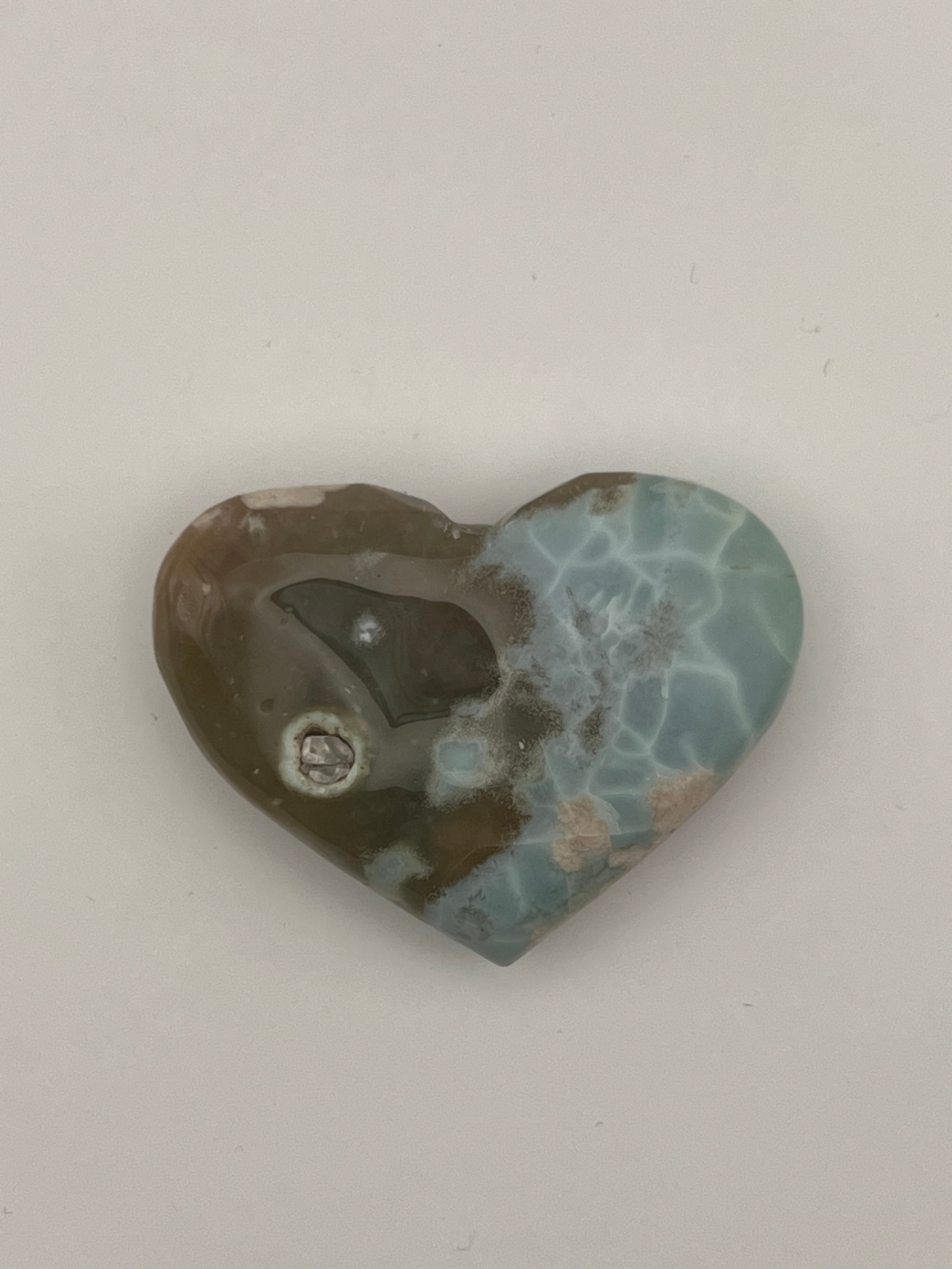 Green Flower Agate Heart