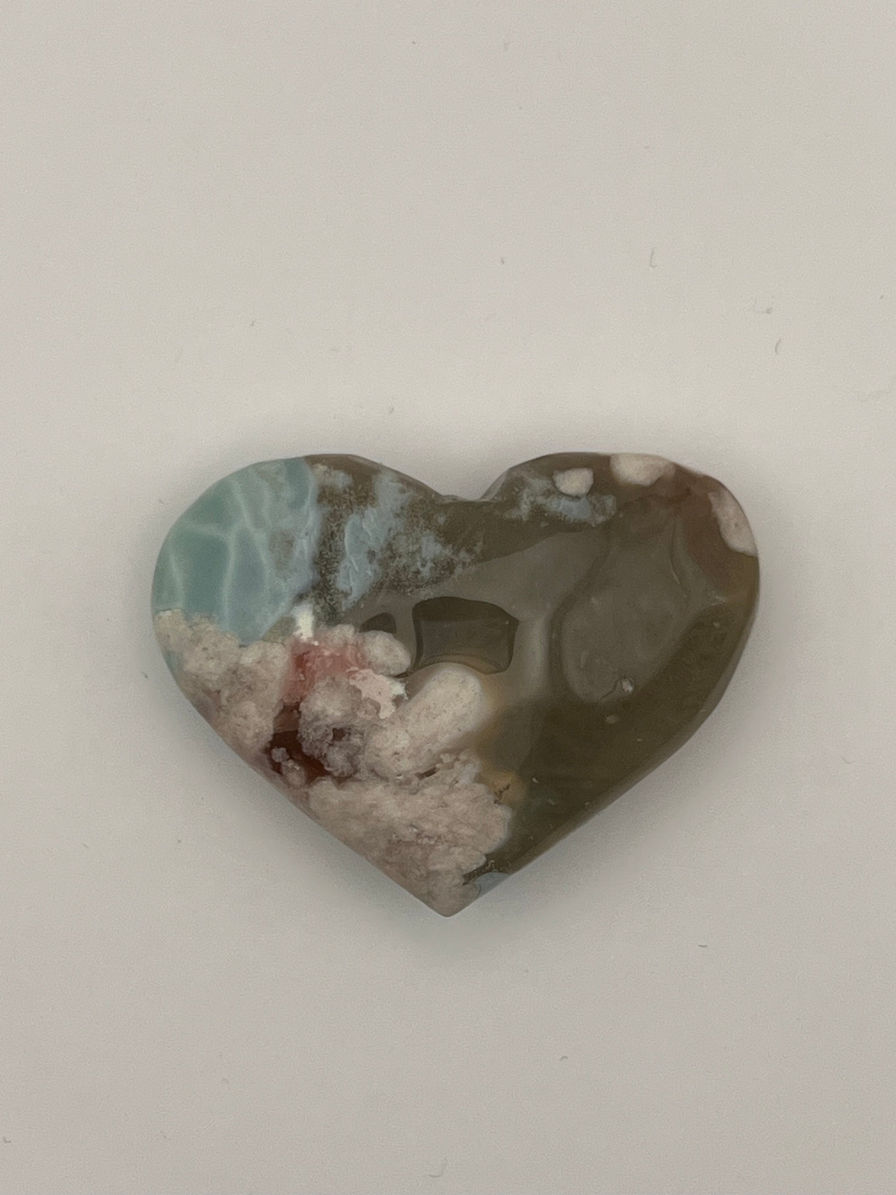 Green Flower Agate Heart