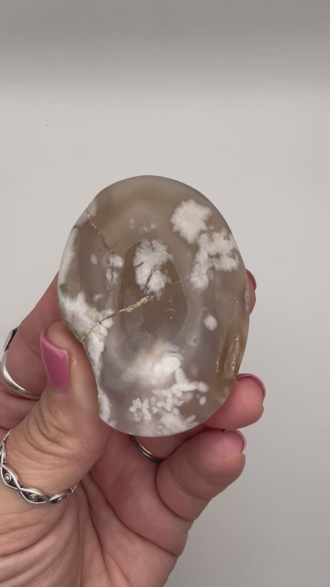 Flower Agate Palm Stone