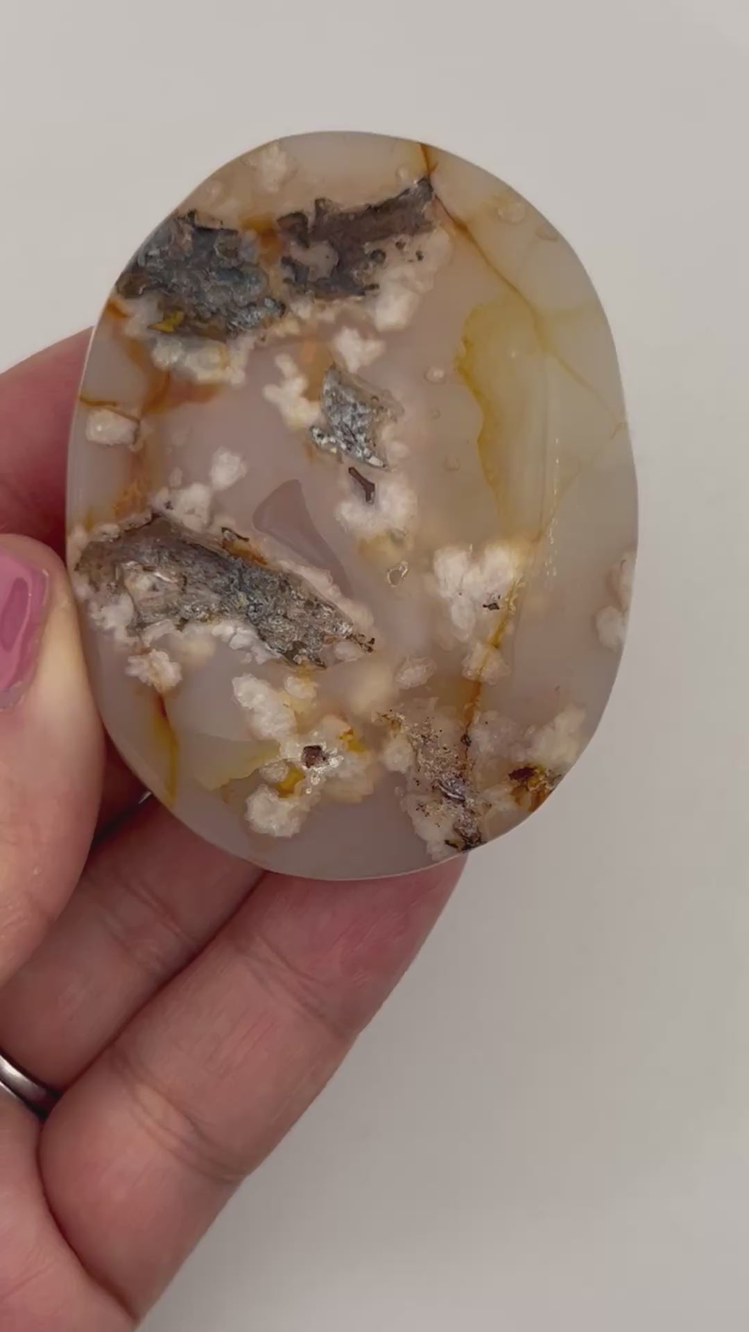 Carnelian Flower Agate Palm Stone