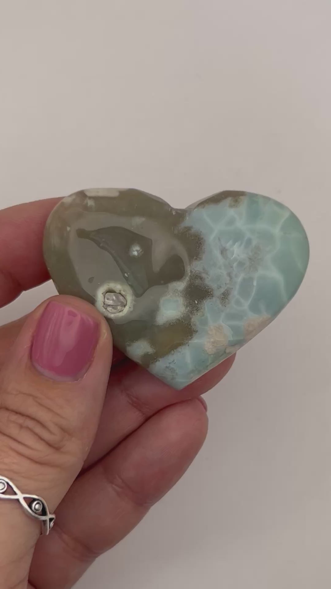 Green Flower Agate Heart