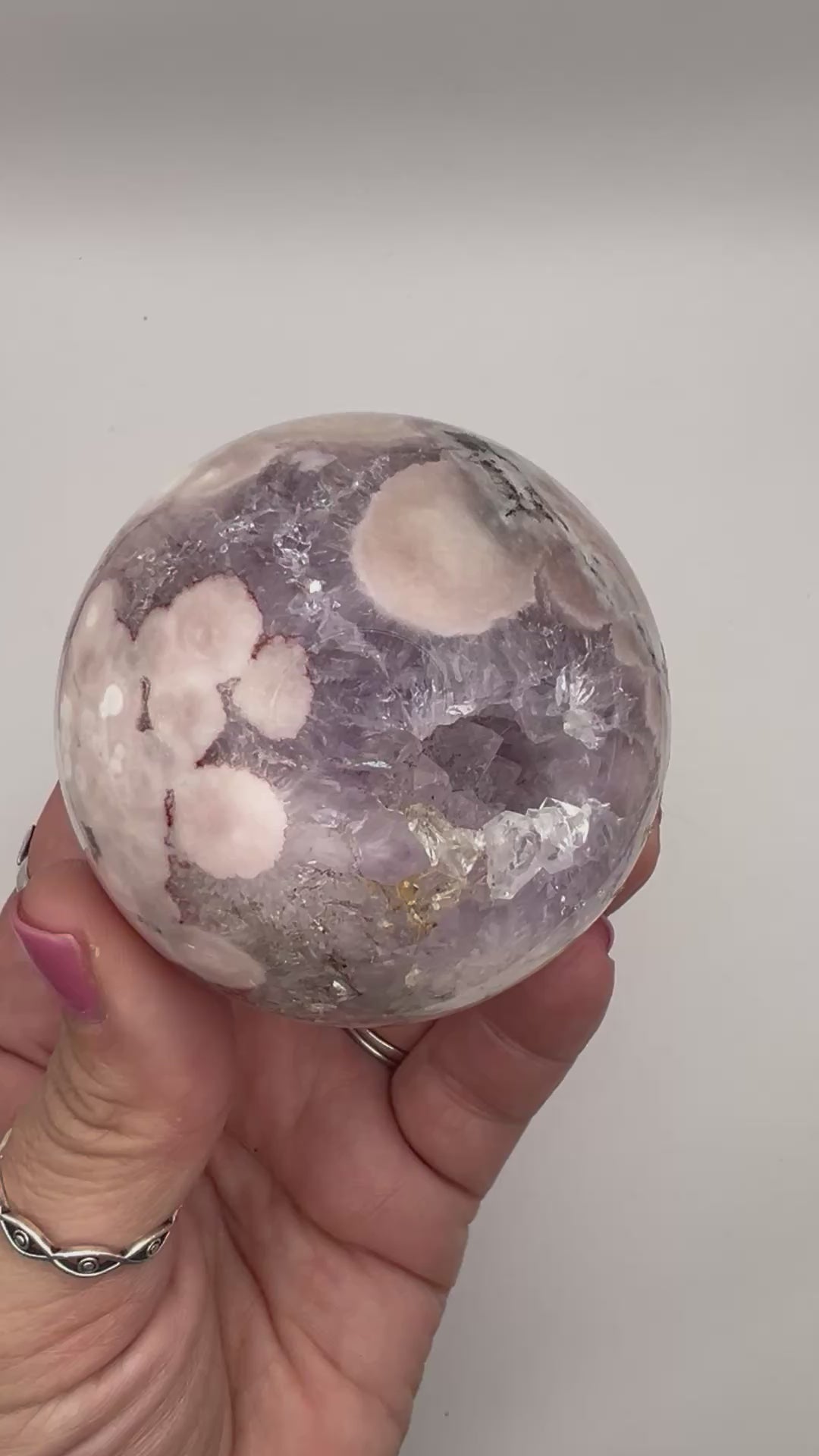 Flower Agate Sphere with Druzy