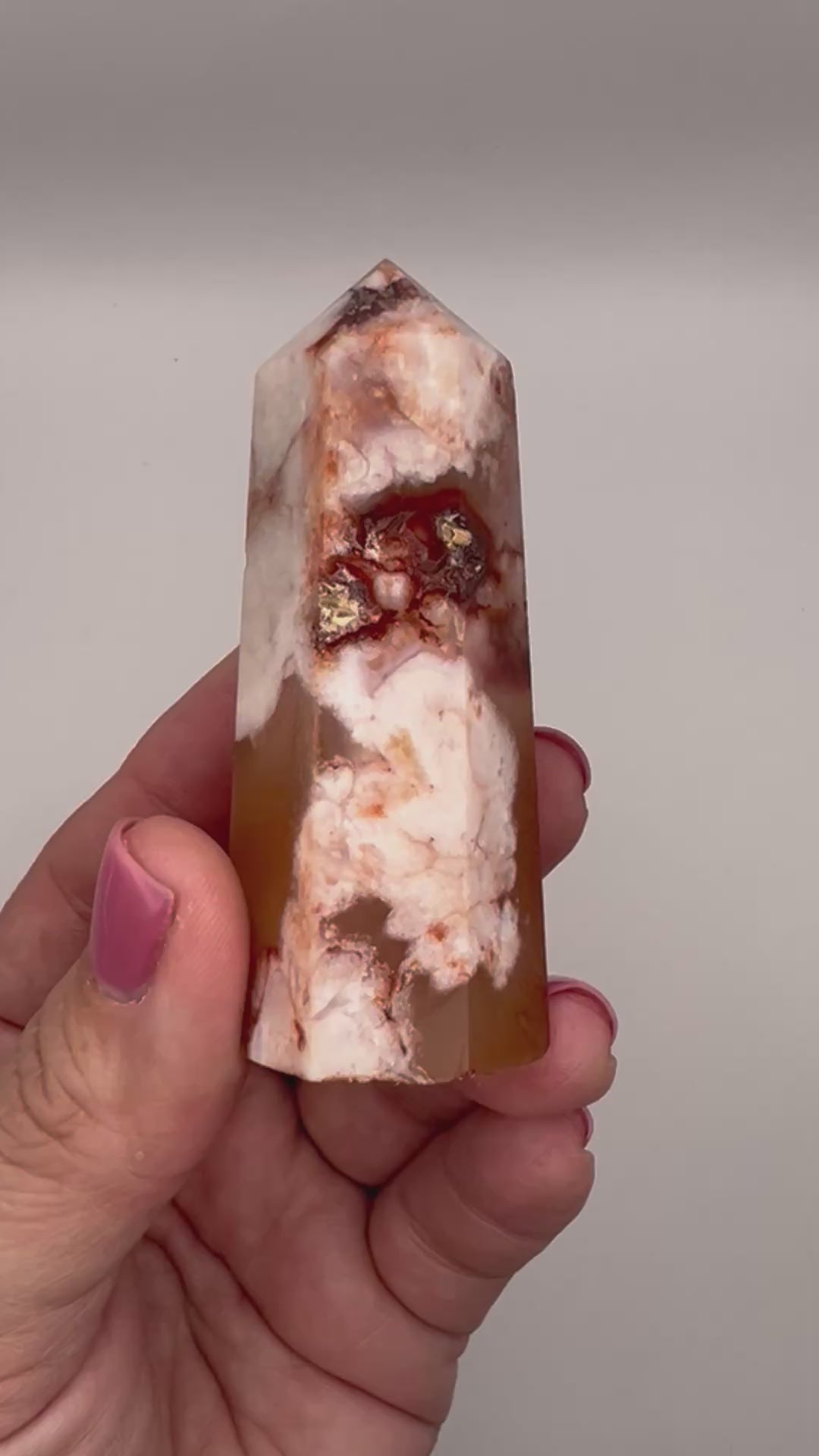Red Carnelian Flower Agate Tower