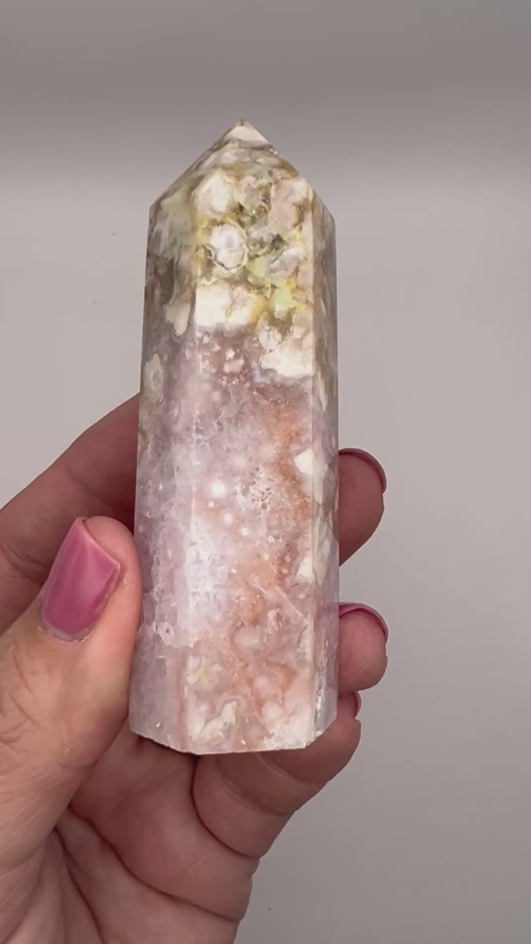 Flower Agate Tower with Druzy
